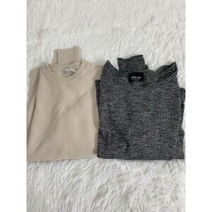 ZARA 2 Shirt Women's Size S Gray Beige Long Sleeve Sweatshirt Outdoor Casual